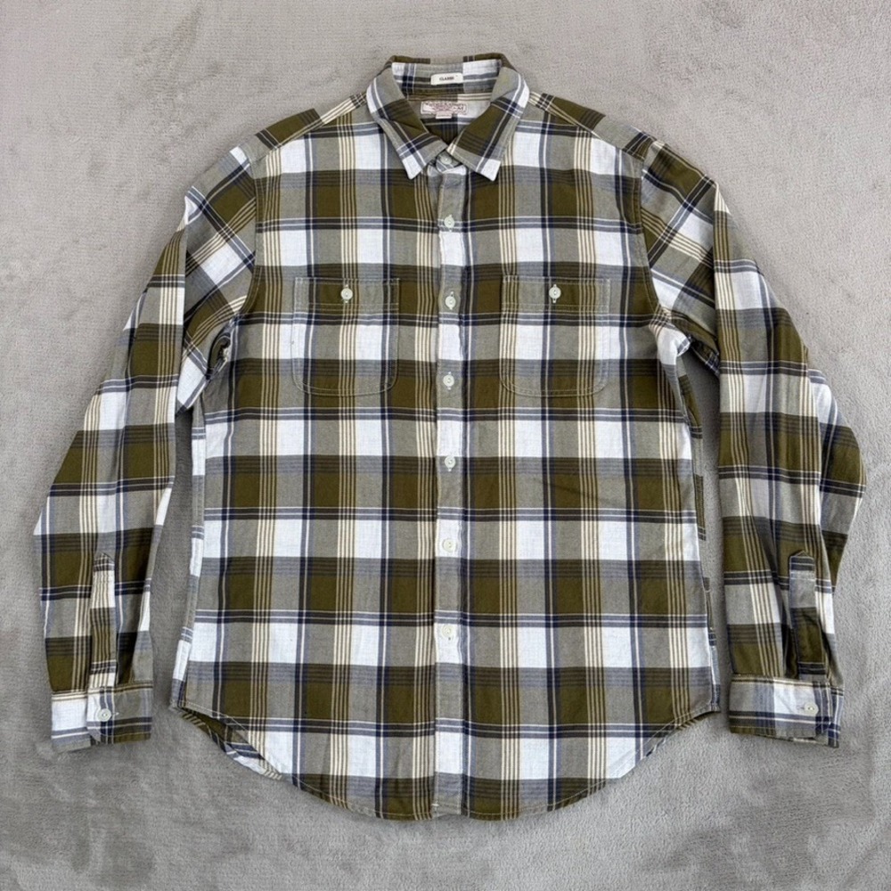 Wallace &‎ Barnes Flannel Shirt in Green Plaid Men Medium Classic Fit J6096 NWOT